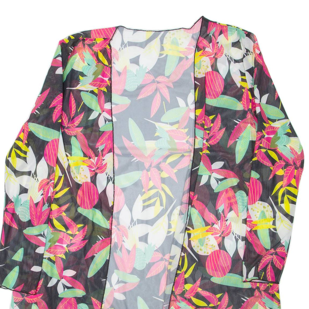 Womens Kimono Top Black Long Sleeve Floral M