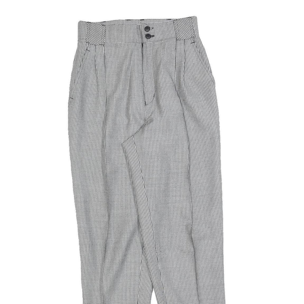 TIAFUN Womens Wool Blend Slim Black & White Check Trousers W26 L28 Elegant