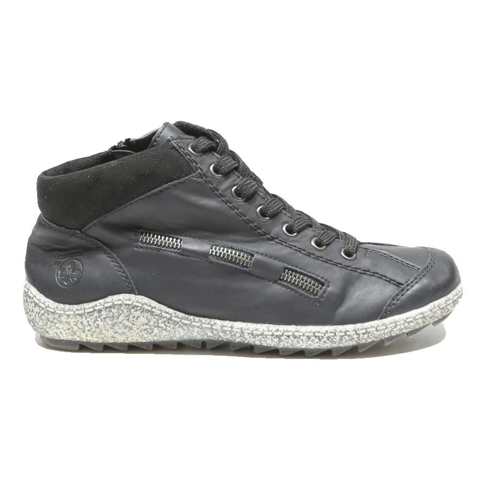 RIEKER Mens Black Lace-Up Leather Ankle Boots UK 6 Comfortable Casual Footwear