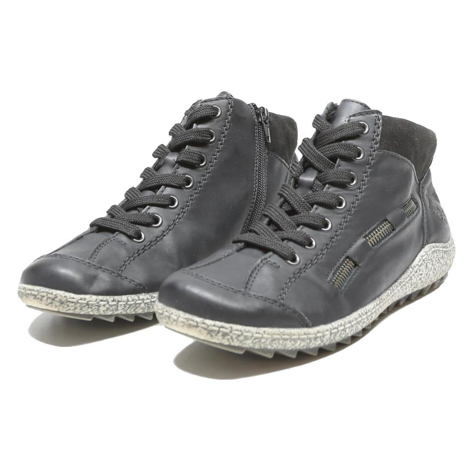 RIEKER Mens Black Lace-Up Leather Ankle Boots UK 6 Comfortable Casual Footwear