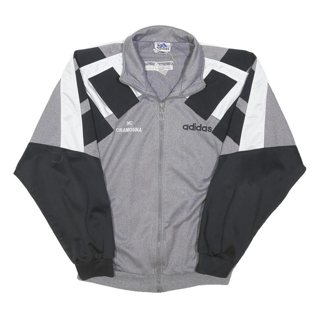 ADIDAS Mens Grey Black White Colourblock Track Jacket M Polyester Blend Zip