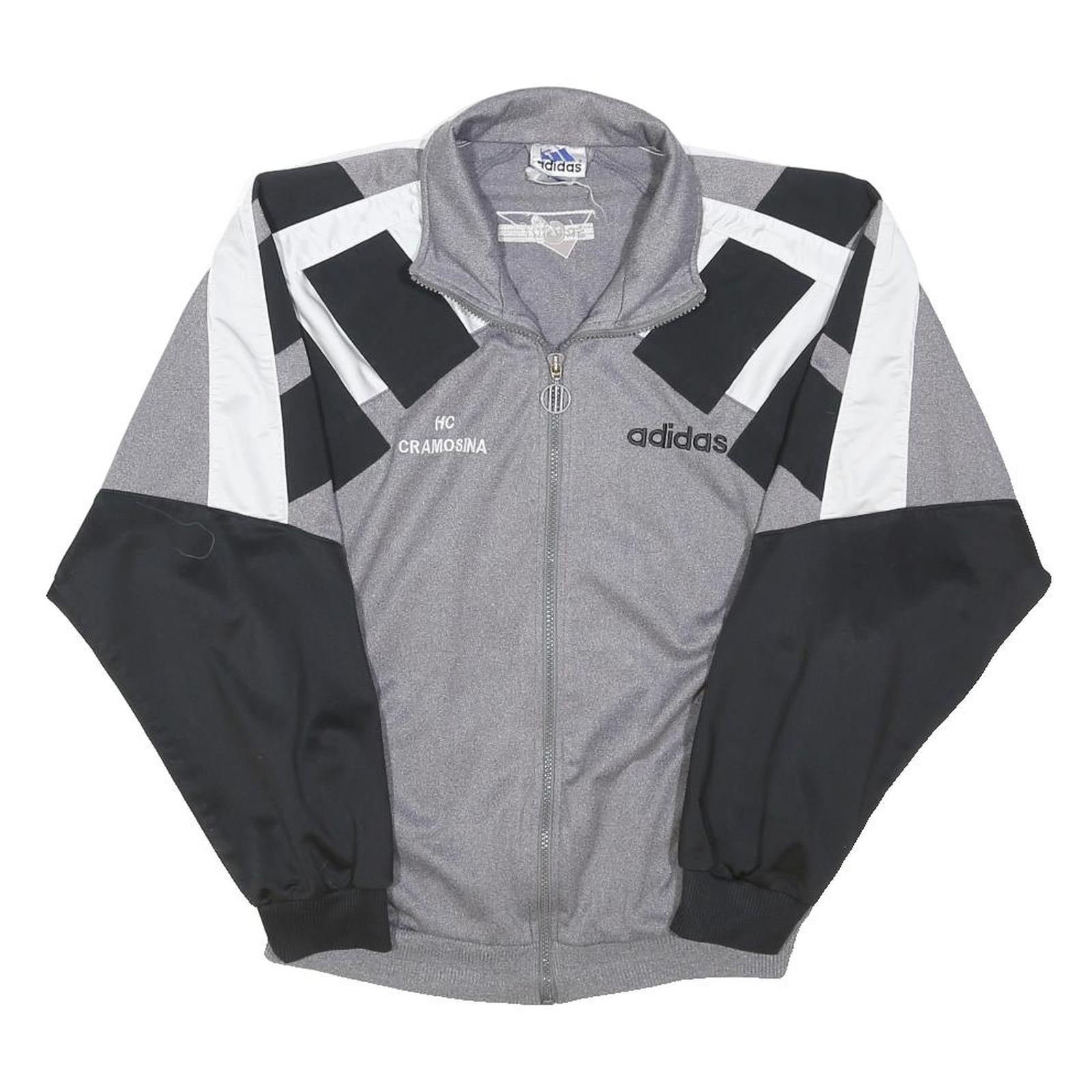 ADIDAS Mens Grey Black White Colourblock Track Jacket M Polyester Blend Zip