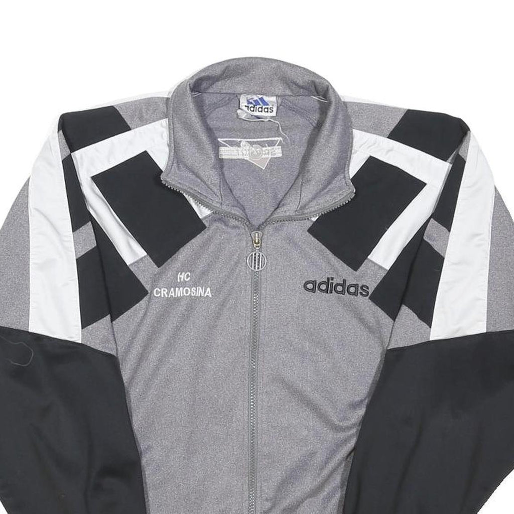 ADIDAS Mens Grey Black White Colourblock Track Jacket M Polyester Blend Zip