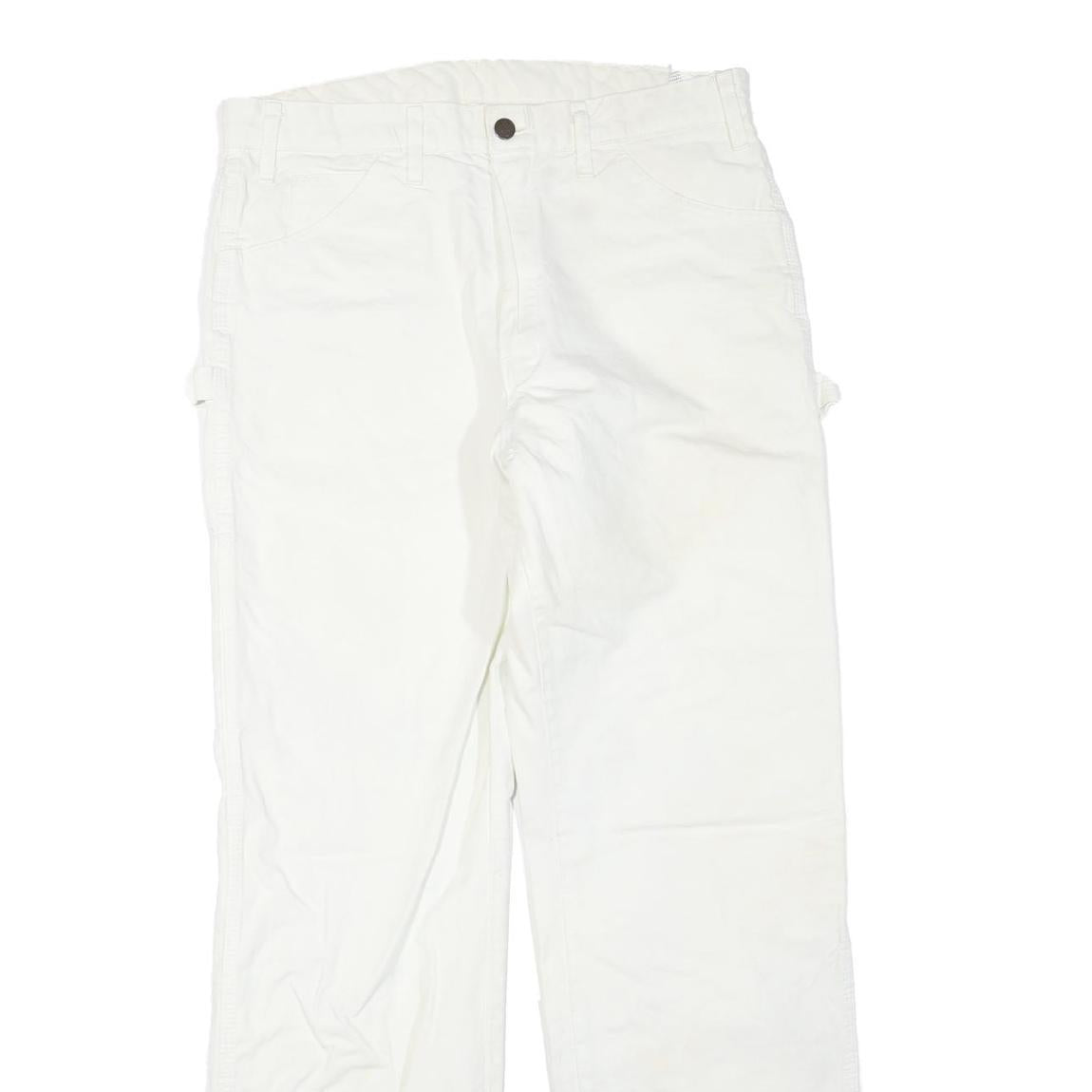 DICKIES Mens White Regular Fit Straight Denim Jeans W34 L32 Workwear Casual