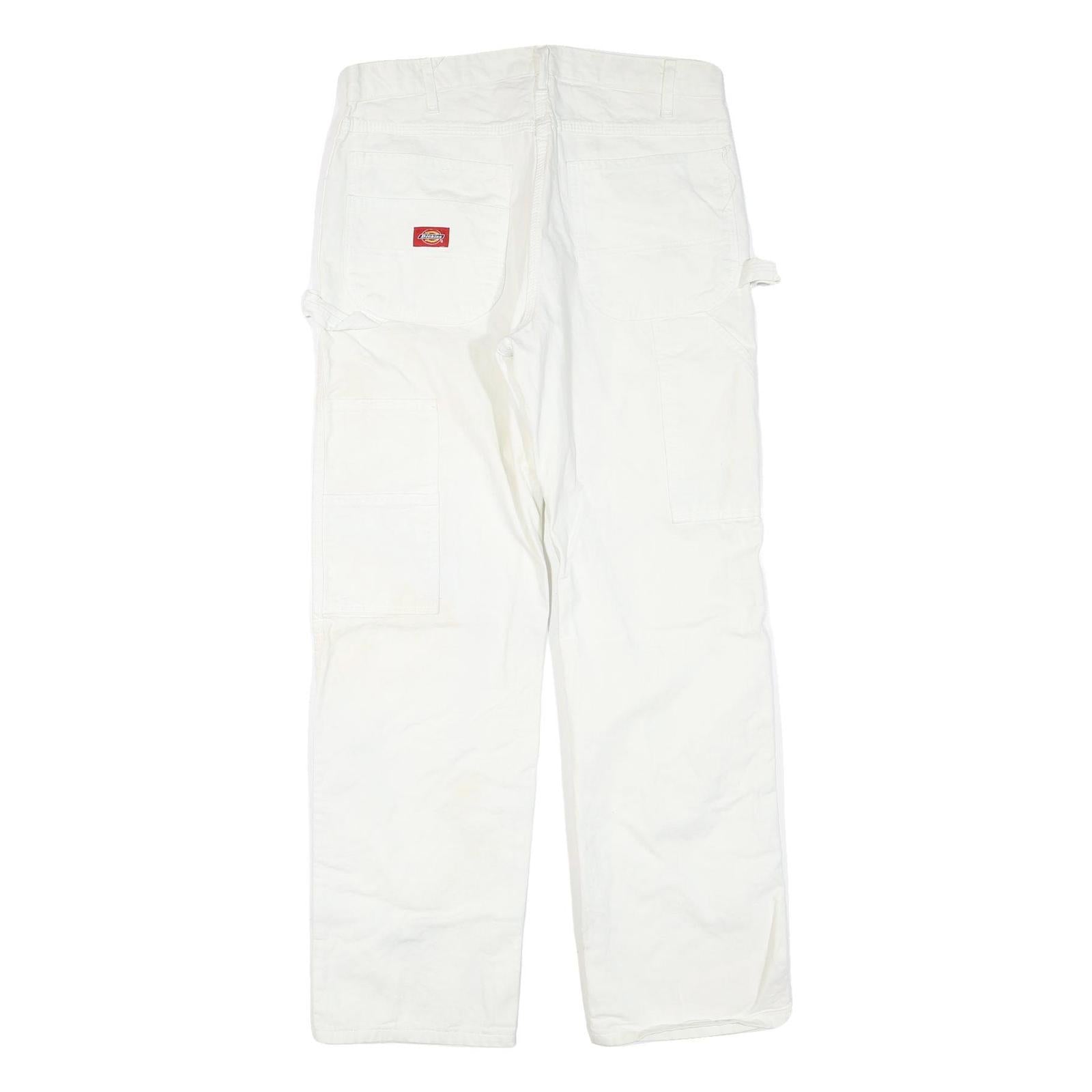 DICKIES Mens White Regular Fit Straight Denim Jeans W34 L32 Workwear Casual