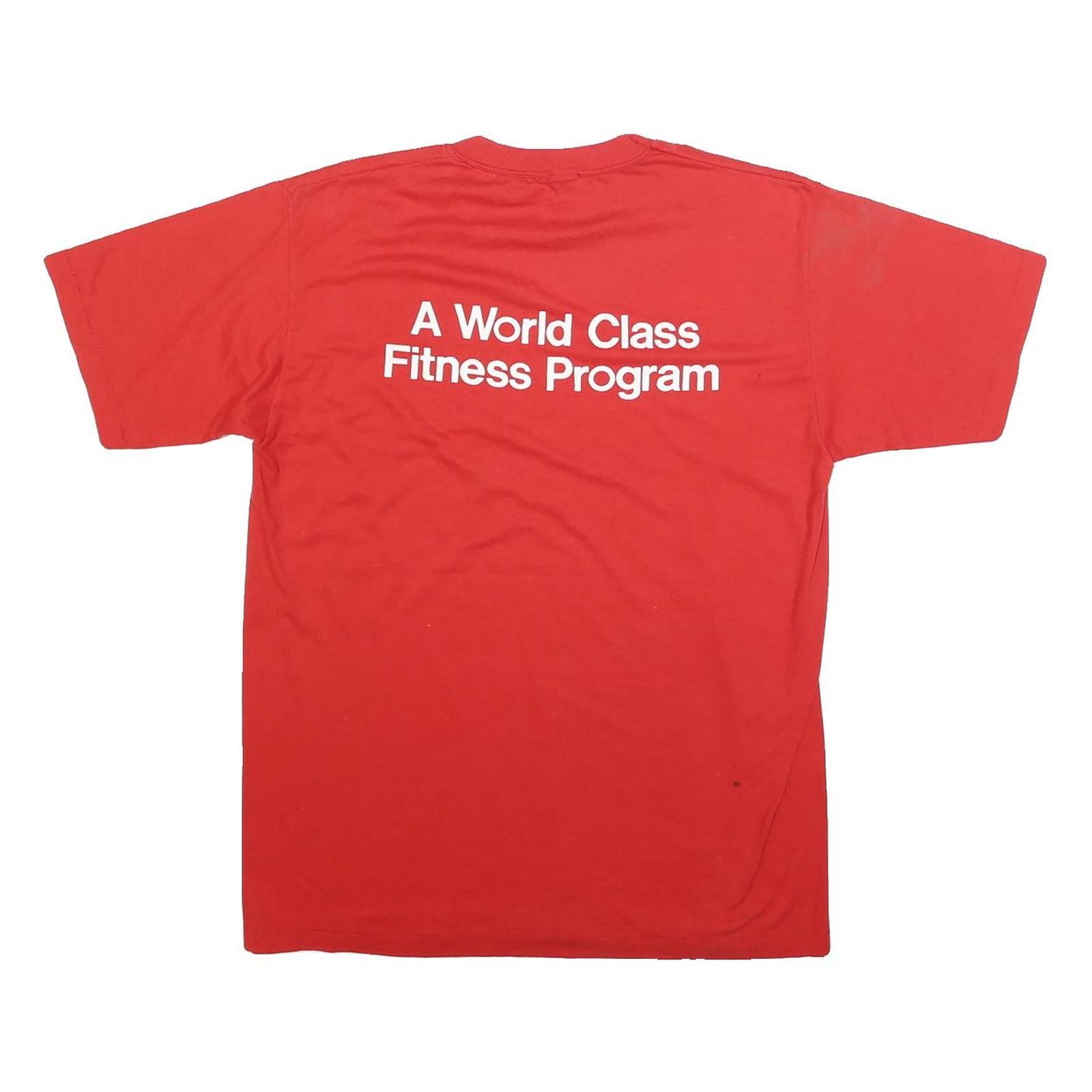 LOGO 7 Mens Red Fitness T-Shirt M Short Sleeve Crew Neck Cotton Blend Casual