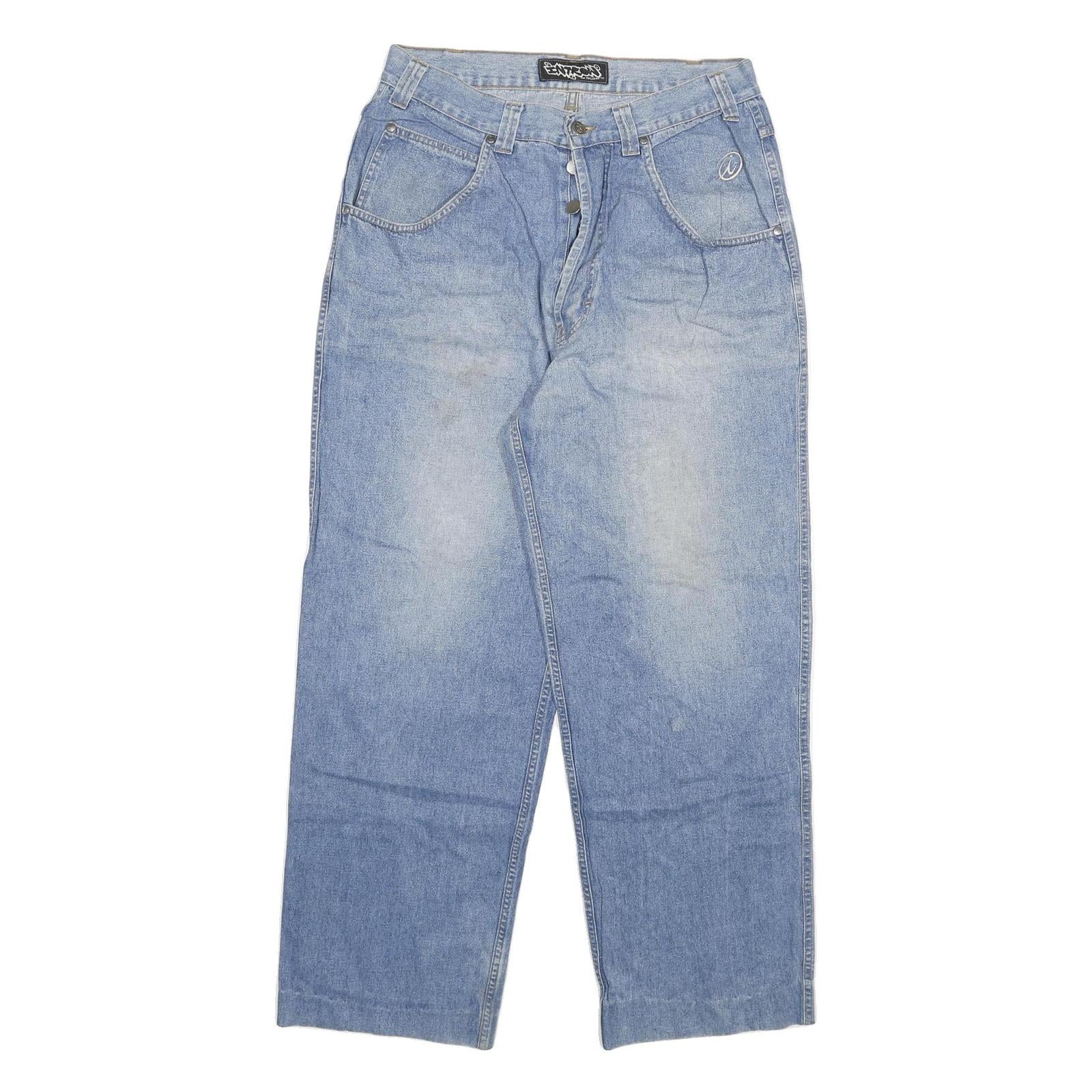 INTROW Womens Blue Relaxed Straight Denim Medium W32 L29 Button Closure Jeans