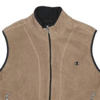 CHAMPION Mens Beige Zip Sleeveless Fleece Jacket M Polyester Casual Outdoor
