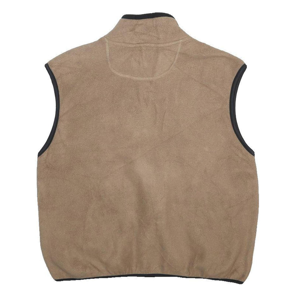 CHAMPION Mens Beige Zip Sleeveless Fleece Jacket M Polyester Casual Outdoor