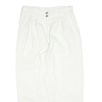 Womens White Regular Fit Cotton Blend Trousers W32 L28 Zip Closure