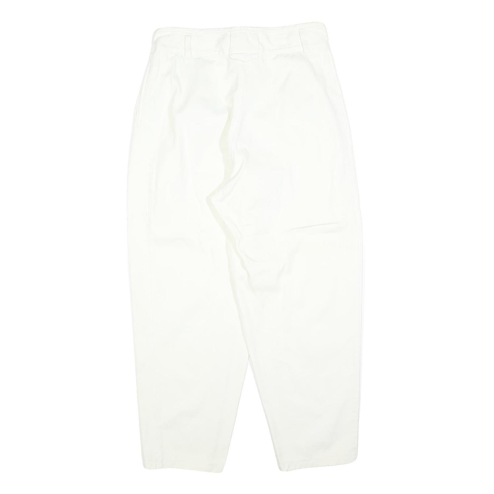 Womens White Regular Fit Cotton Blend Trousers W32 L28 Zip Closure