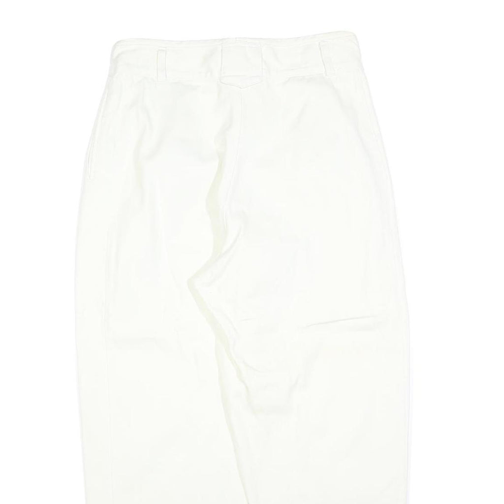 Womens White Regular Fit Cotton Blend Trousers W32 L28 Zip Closure
