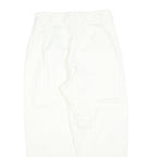 Womens White Regular Fit Cotton Blend Trousers W32 L28 Zip Closure
