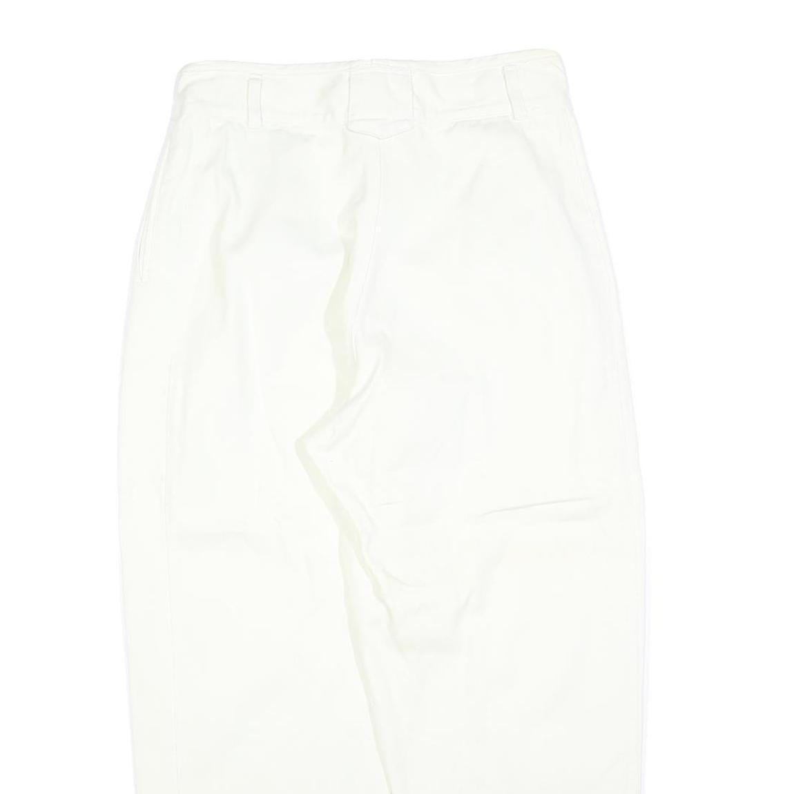 Womens White Regular Fit Cotton Blend Trousers W32 L28 Zip Closure