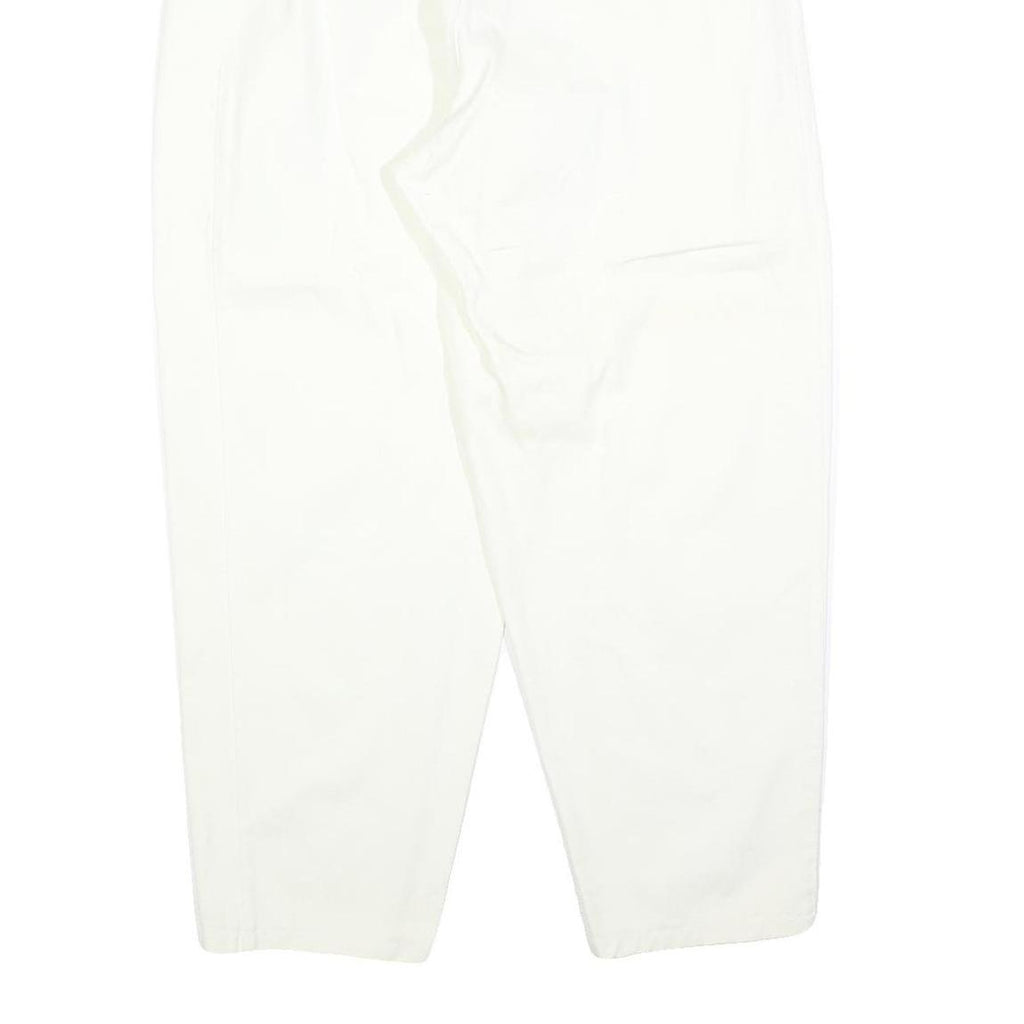 Womens White Regular Fit Cotton Blend Trousers W32 L28 Zip Closure