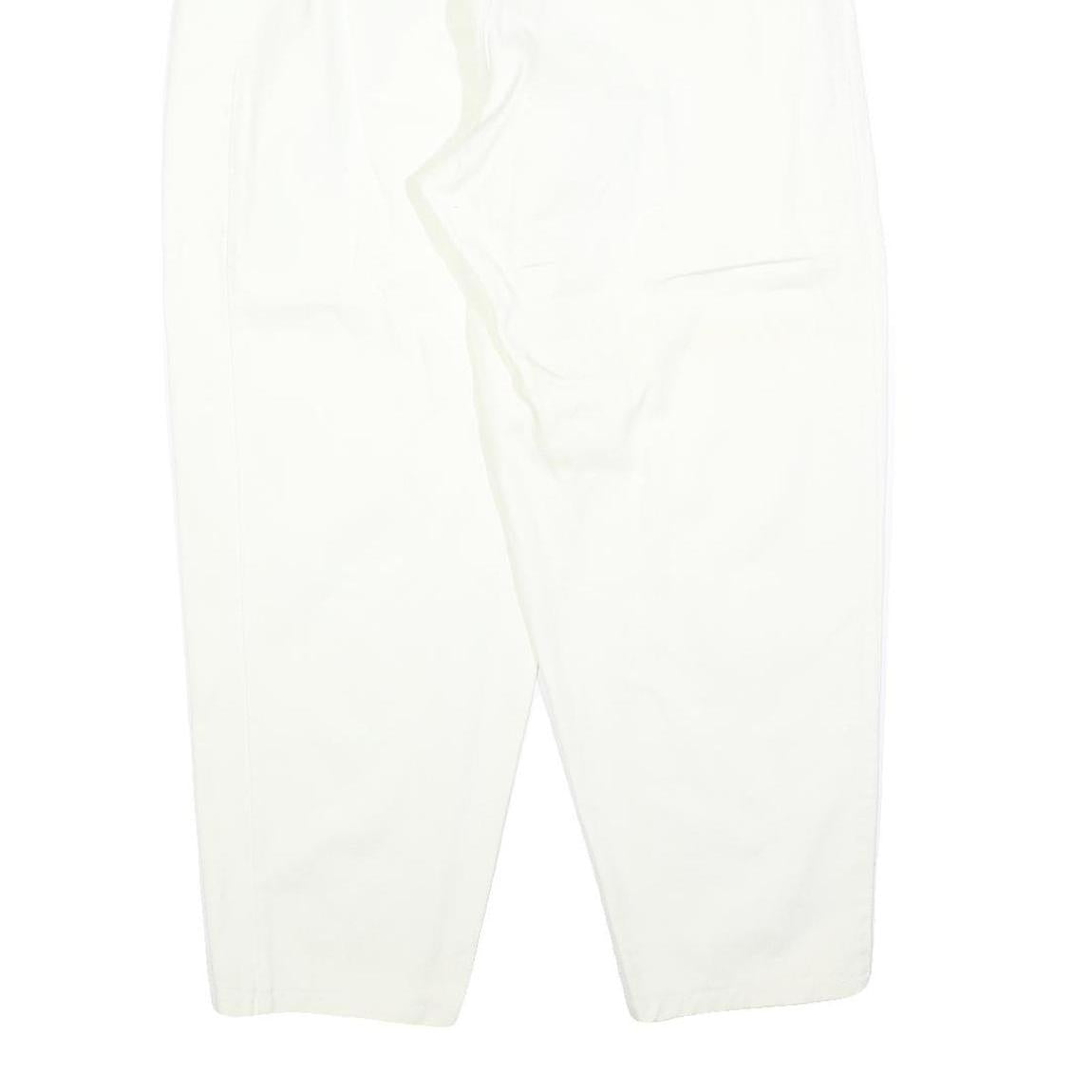 Womens White Regular Fit Cotton Blend Trousers W32 L28 Zip Closure