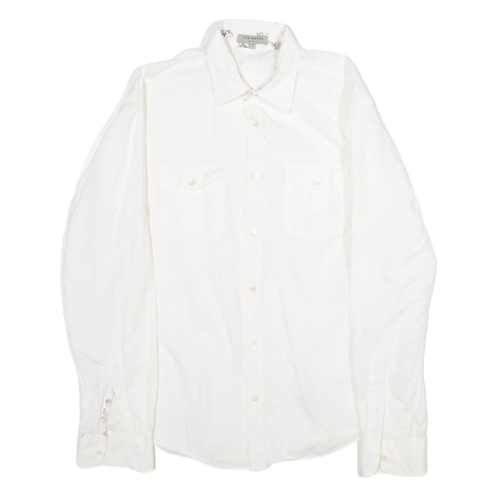 TED BAKER Mens Plain Shirt White Long Sleeve M