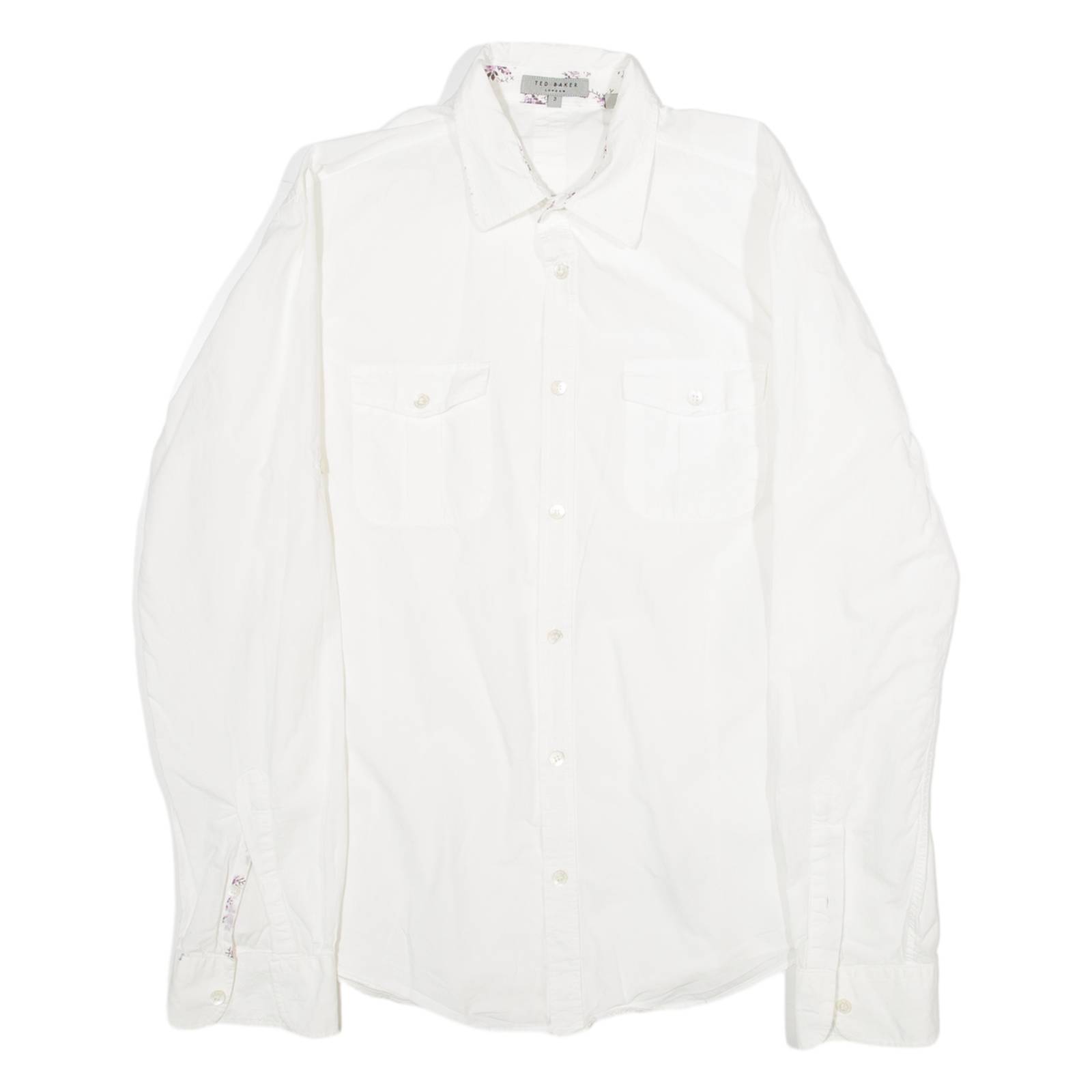 TED BAKER Mens Plain Shirt White Long Sleeve M