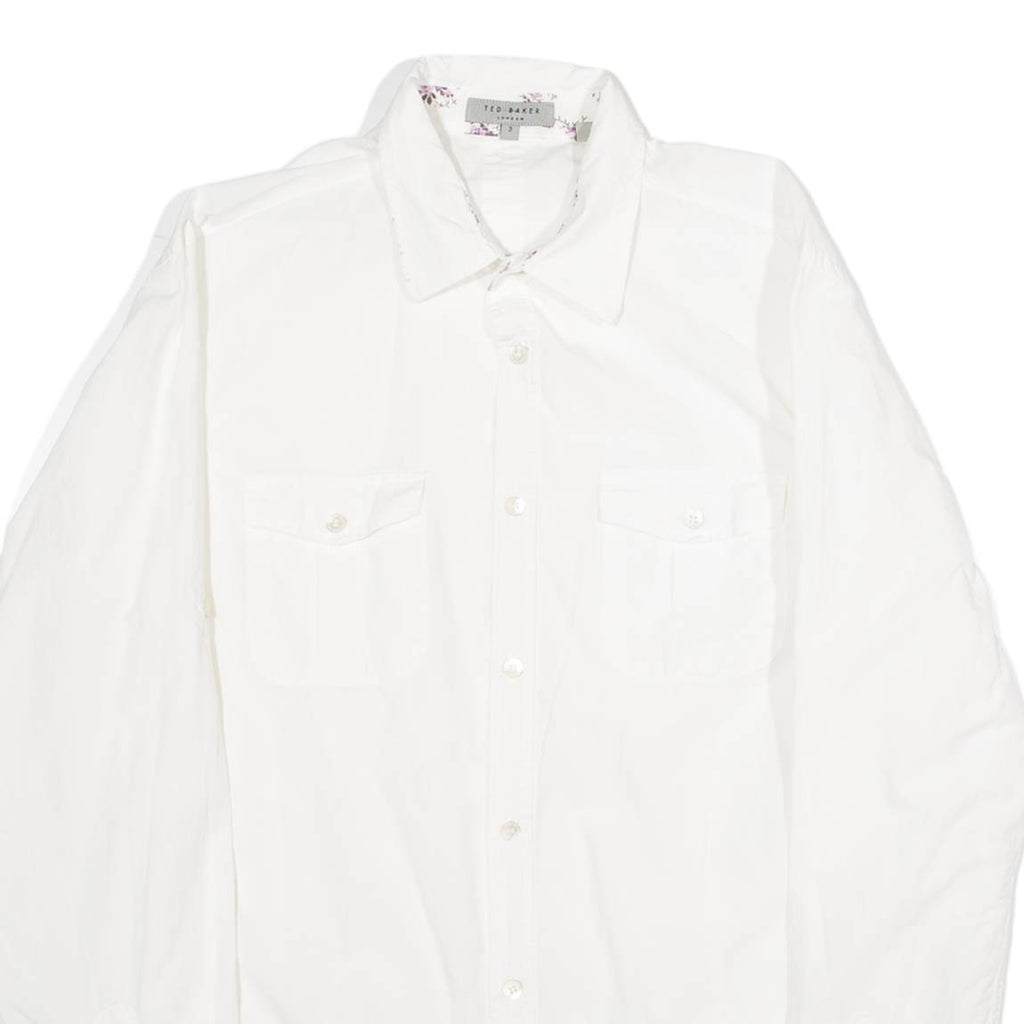 TED BAKER Mens Plain Shirt White Long Sleeve M