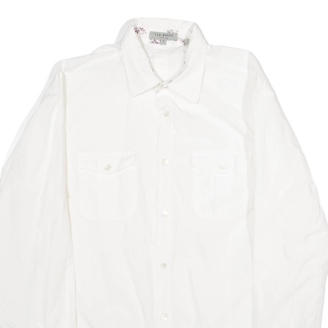 TED BAKER Mens Plain Shirt White Long Sleeve M