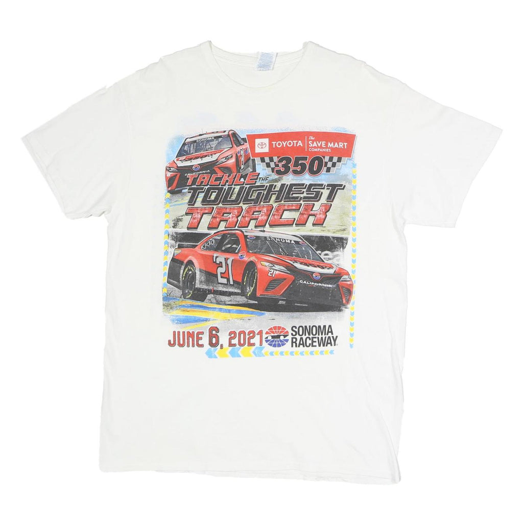 DELTA PRO WEIGHT Mens White Toyota Sonoma Raceway Graphic T-Shirt L Short Sleeve