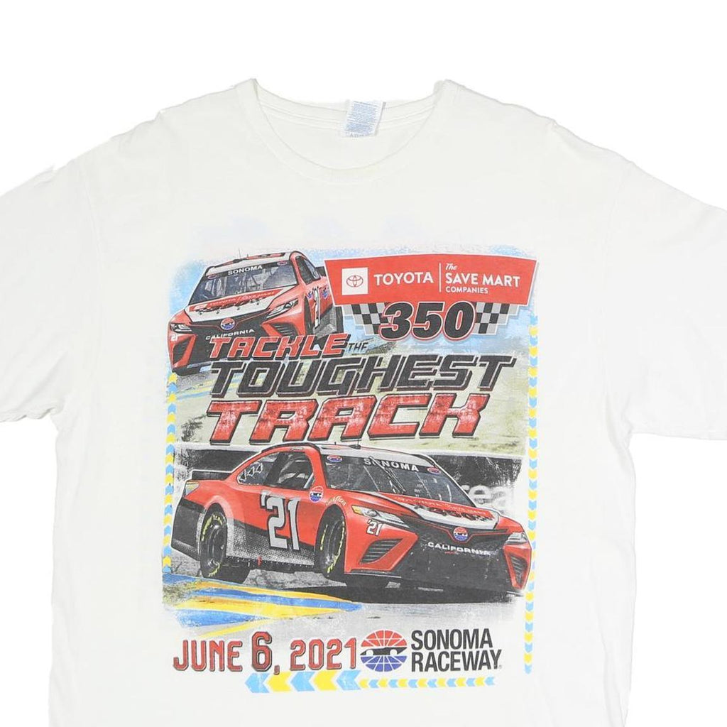 DELTA PRO WEIGHT Mens White Toyota Sonoma Raceway Graphic T-Shirt L Short Sleeve