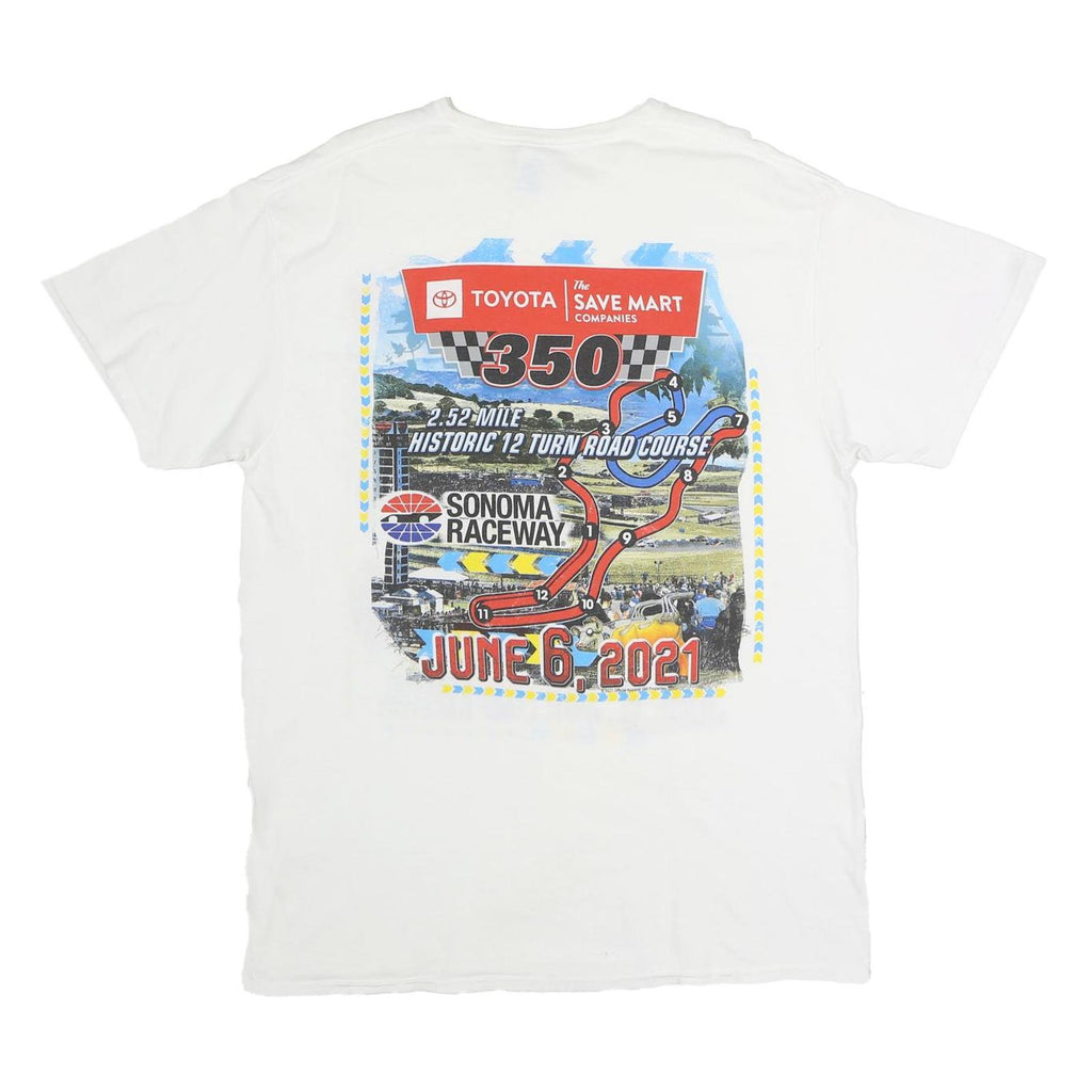 DELTA PRO WEIGHT Mens White Toyota Sonoma Raceway Graphic T-Shirt L Short Sleeve
