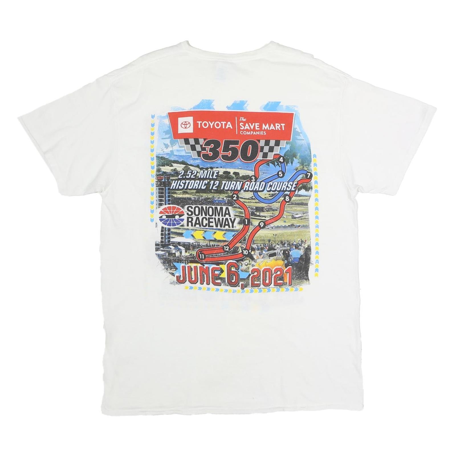 DELTA PRO WEIGHT Mens White Toyota Sonoma Raceway Graphic T-Shirt L Short Sleeve