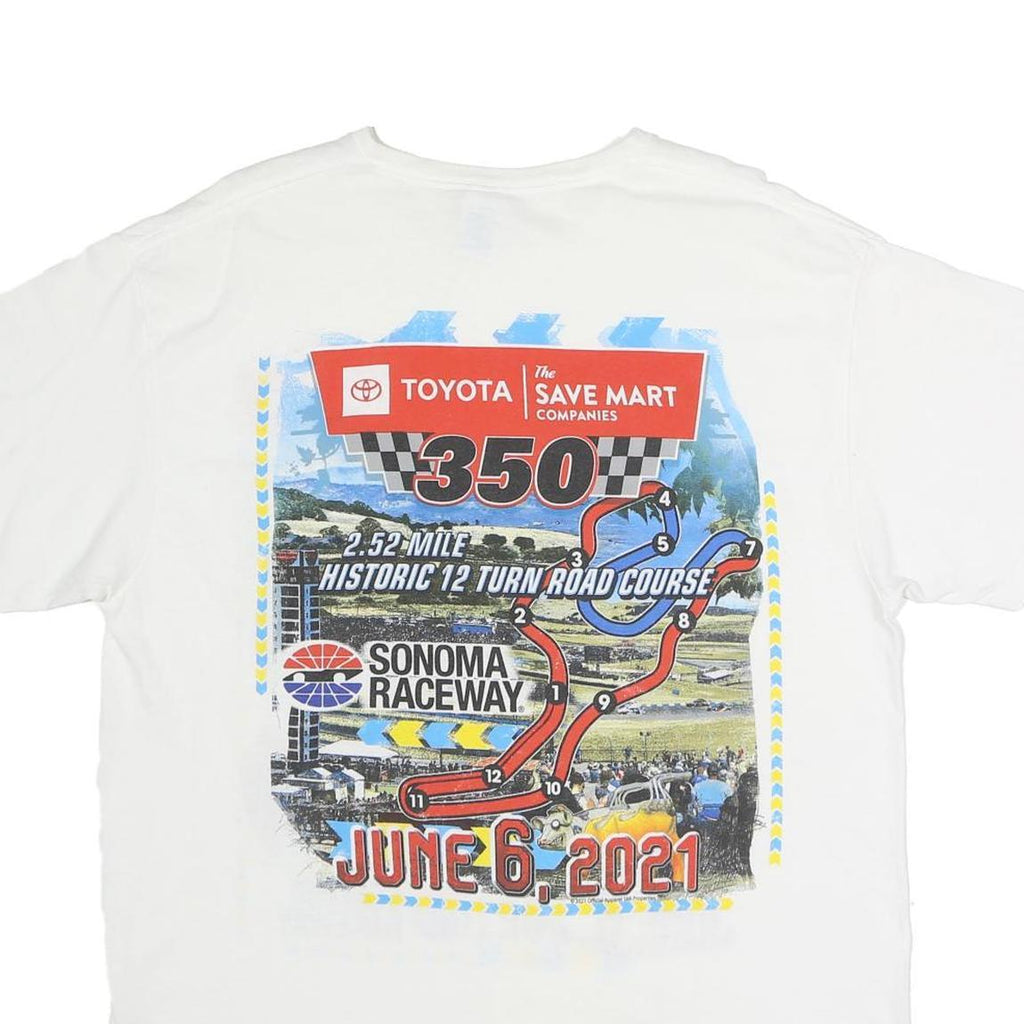DELTA PRO WEIGHT Mens White Toyota Sonoma Raceway Graphic T-Shirt L Short Sleeve