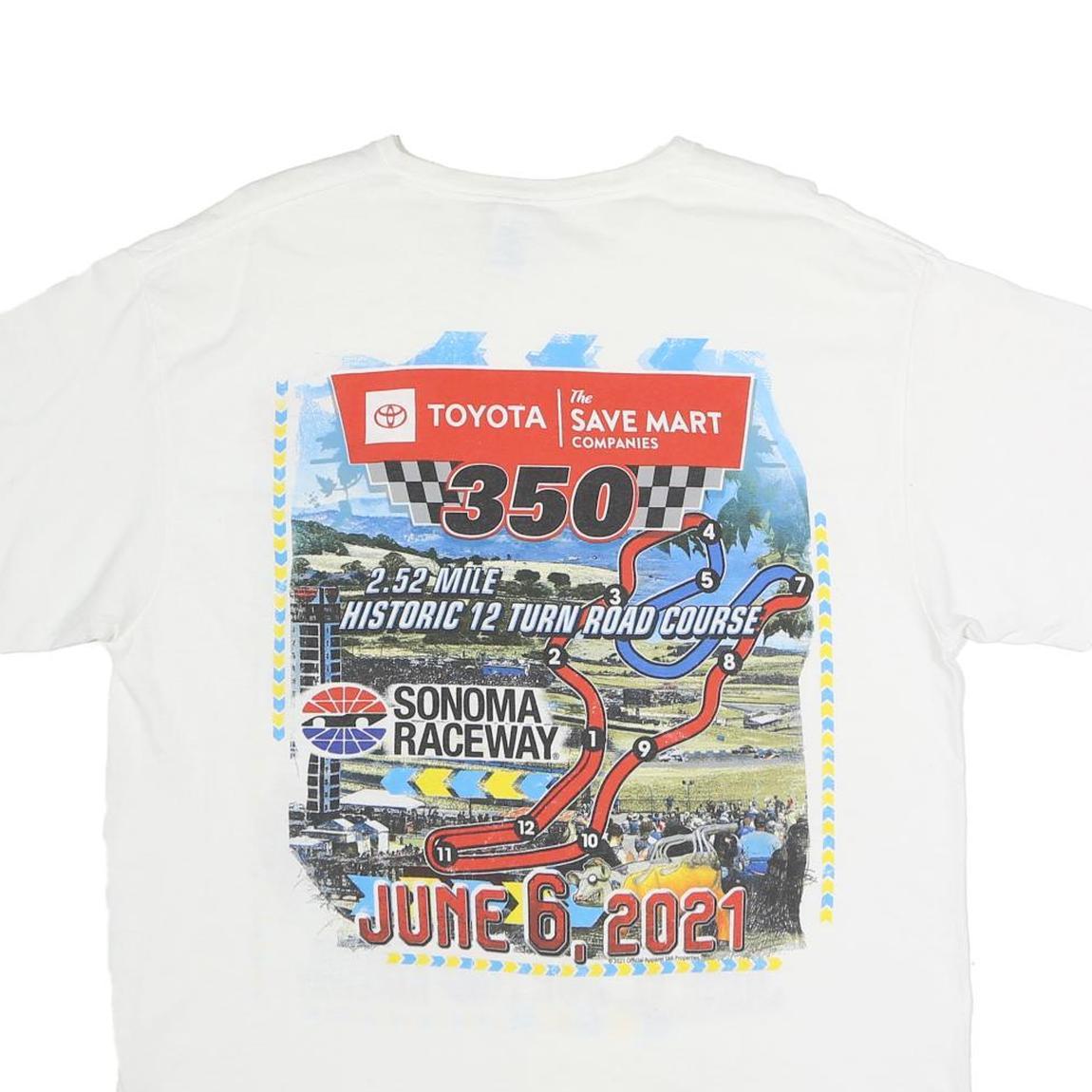 DELTA PRO WEIGHT Mens White Toyota Sonoma Raceway Graphic T-Shirt L Short Sleeve