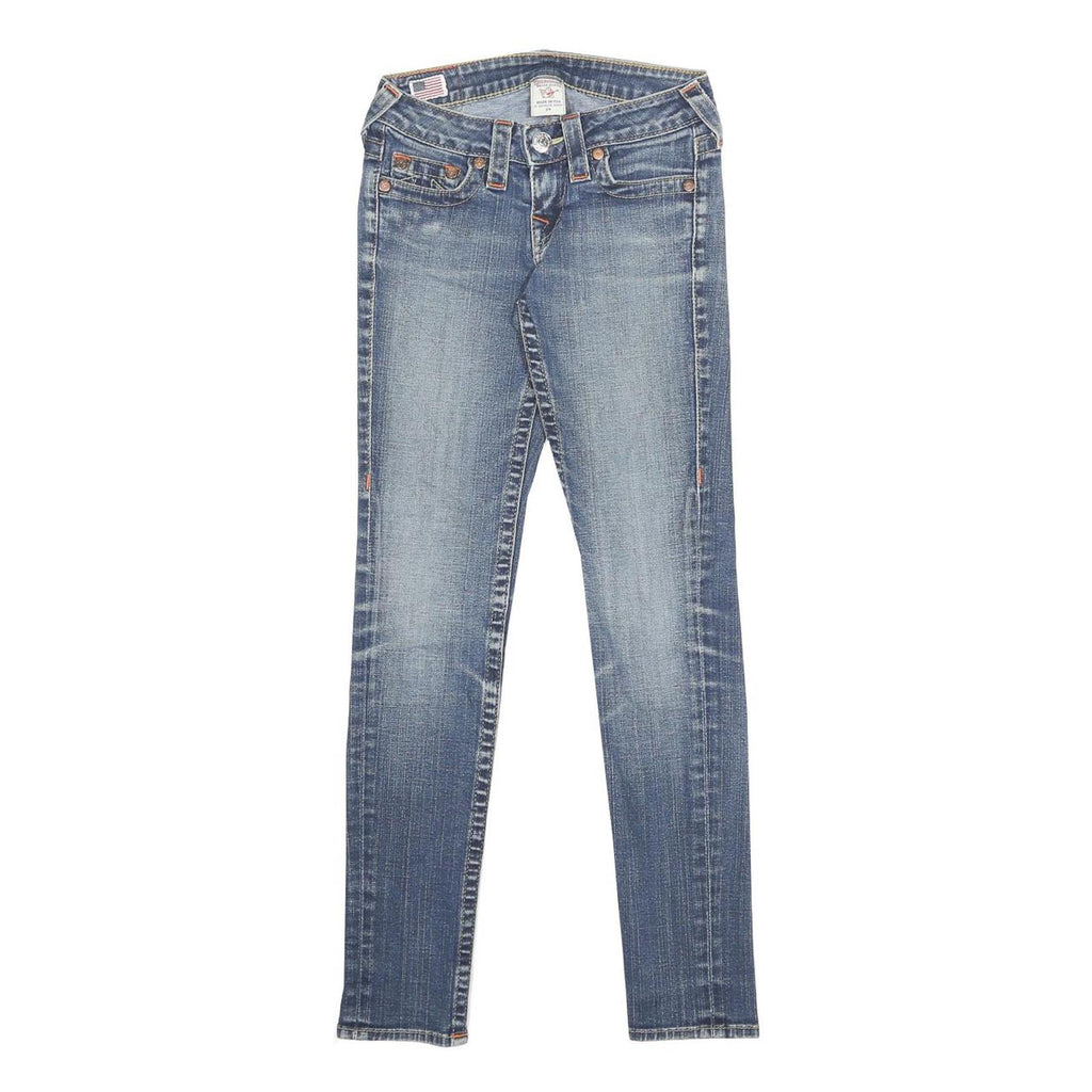 TRUE RELIGION Womens Slim Blue Denim Raw Slim Skinny Jeans W24 L29 Classic