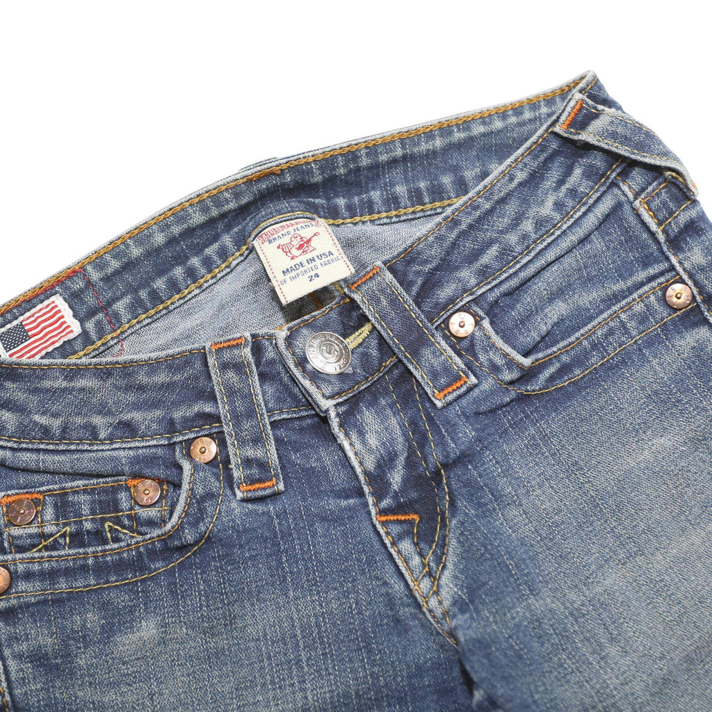 TRUE RELIGION Womens Slim Blue Denim Raw Slim Skinny Jeans W24 L29 Classic