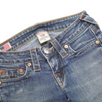 TRUE RELIGION Womens Slim Blue Denim Raw Slim Skinny Jeans W24 L29 Classic