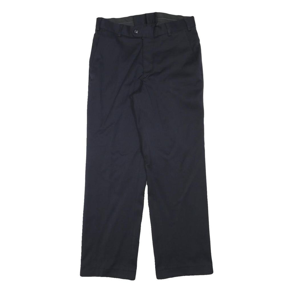 ODEVA Mens Regular Fit Black Cotton Blend Trousers W30 L29 Classic Zip Closure