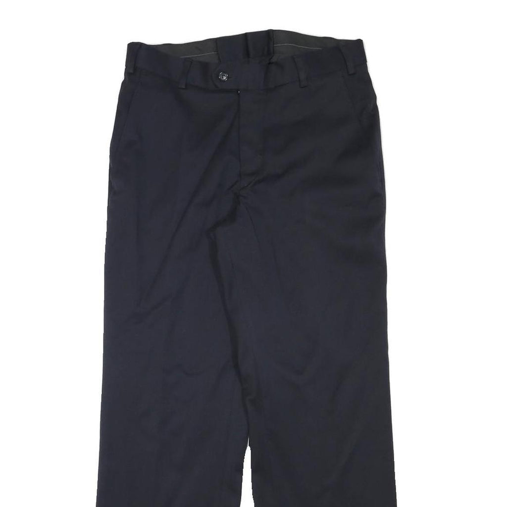 ODEVA Mens Regular Fit Black Cotton Blend Trousers W30 L29 Classic Zip Closure