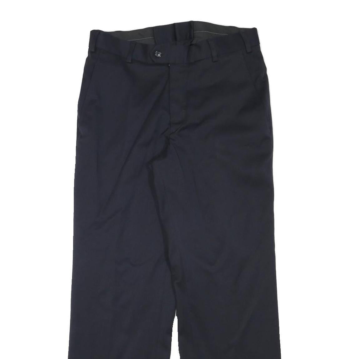 ODEVA Mens Regular Fit Black Cotton Blend Trousers W30 L29 Classic Zip Closure