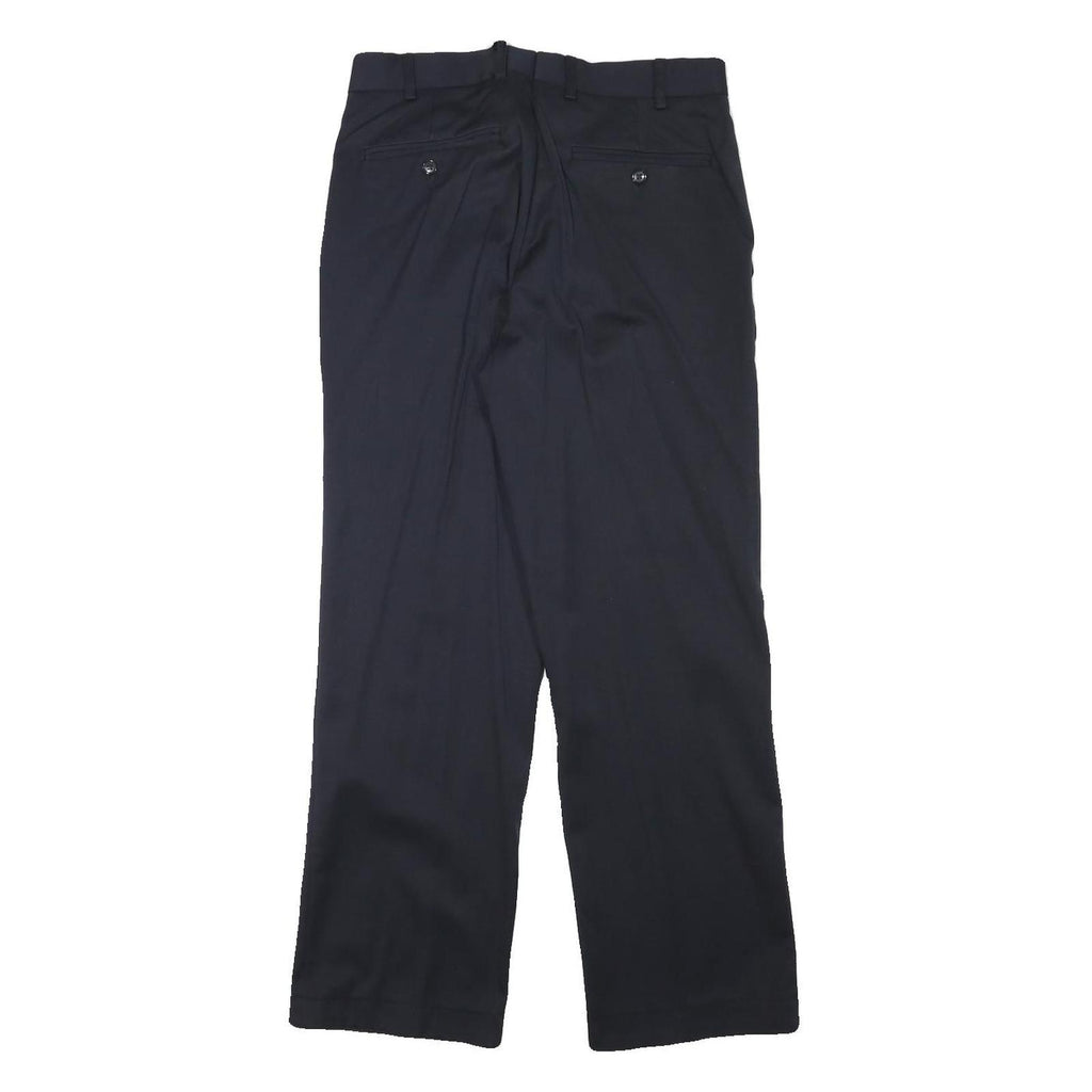 ODEVA Mens Regular Fit Black Cotton Blend Trousers W30 L29 Classic Zip Closure