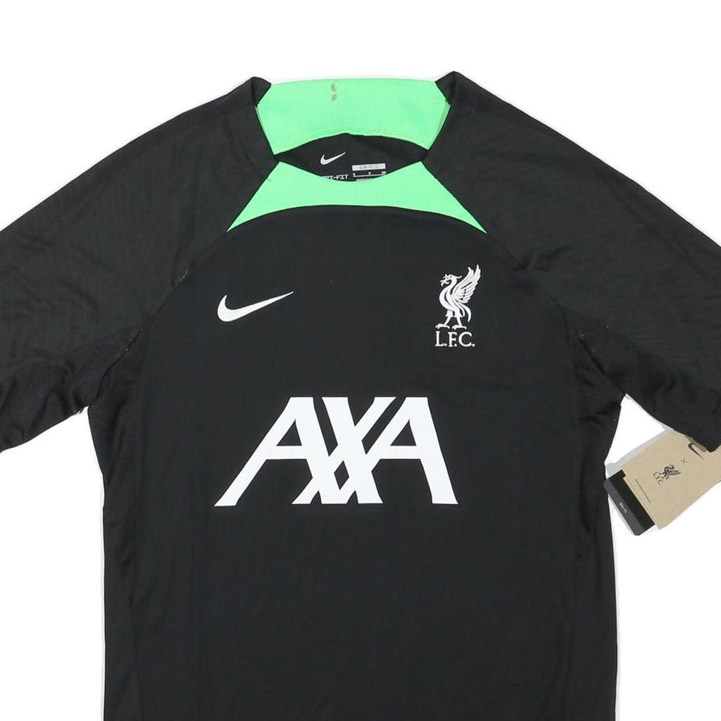 NIKE Mens Black & Green Liverpool Football Shirt S Short Sleeve Crew Neck