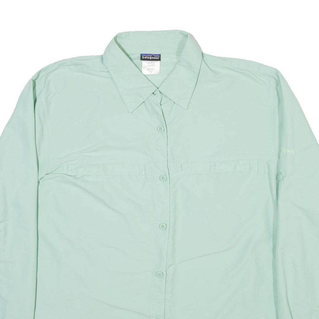 PATAGONIA Womens Plain Shirt Green Nylon Long Sleeve UK 12