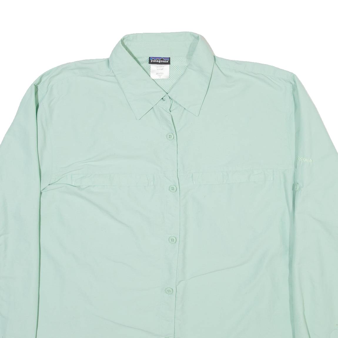 PATAGONIA Womens Plain Shirt Green Nylon Long Sleeve UK 12