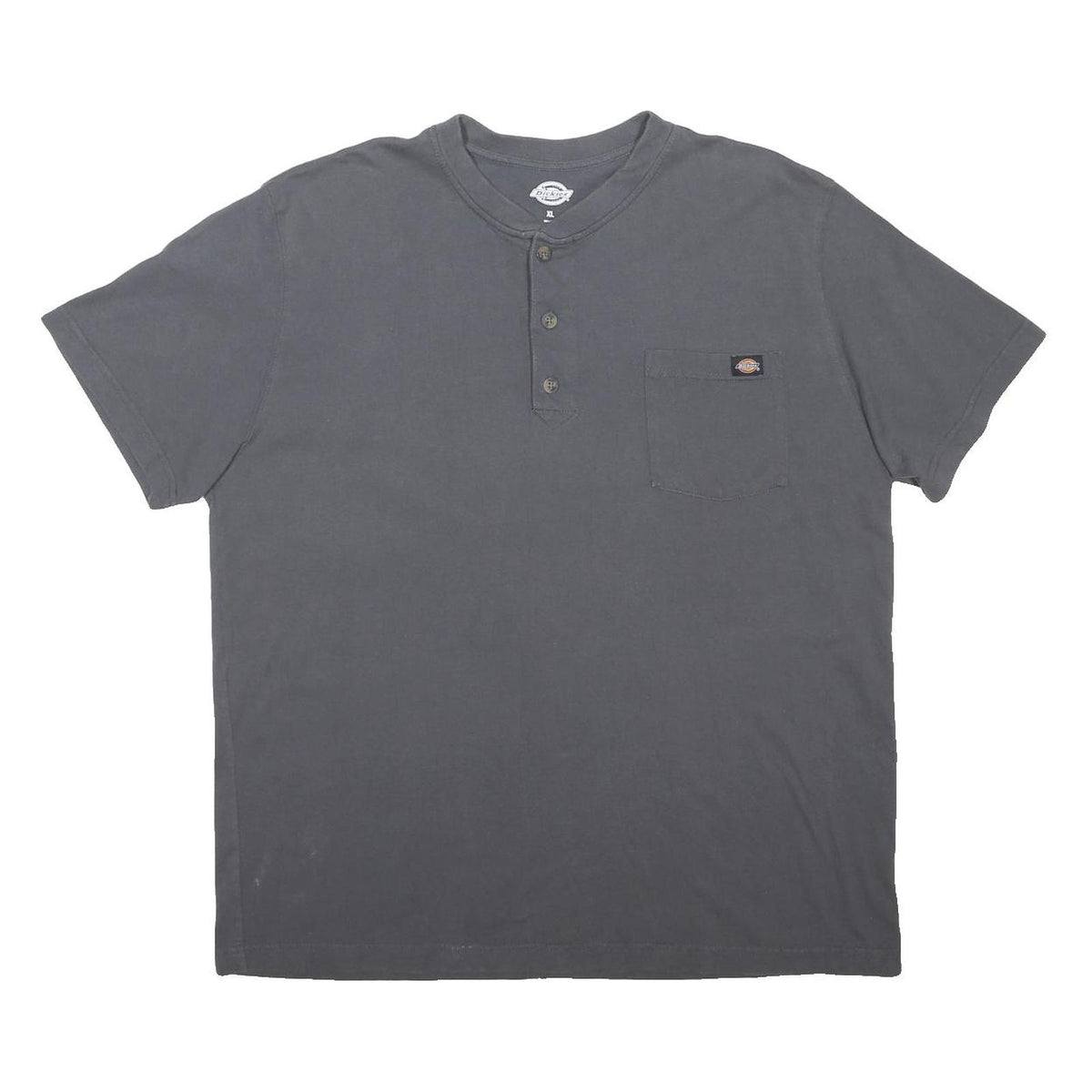 DICKIES Mens Grey Workwear Pocket Henley T-Shirt XL Short Sleeve Crew Neck