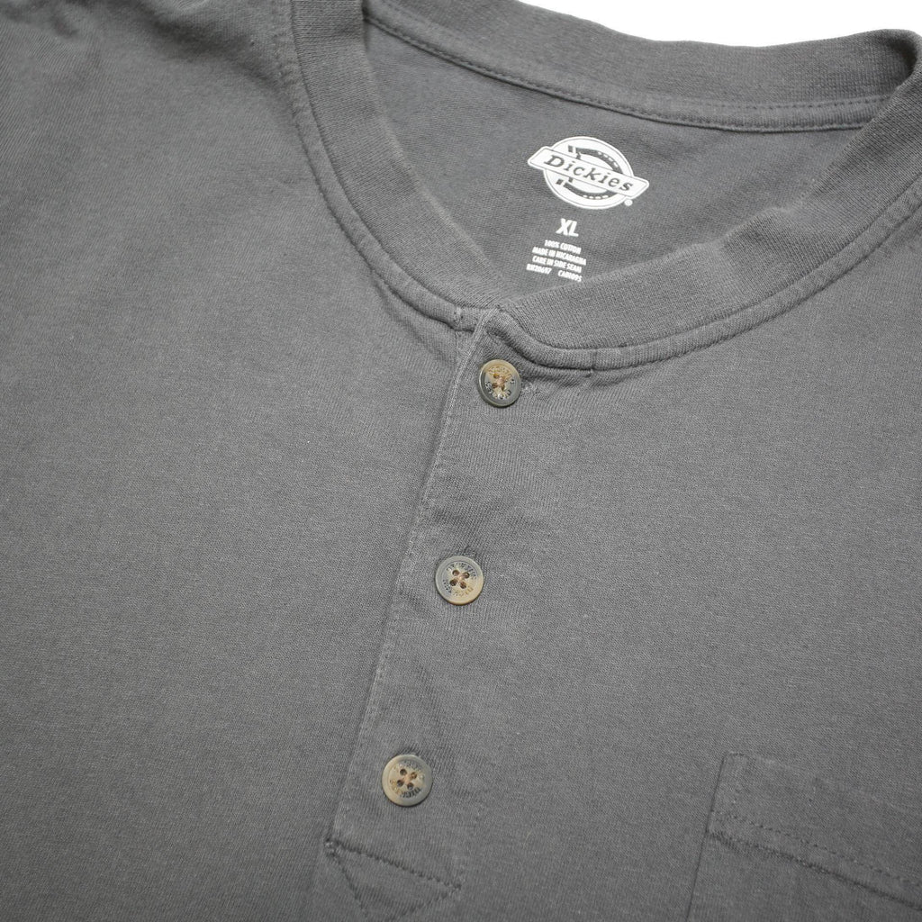 DICKIES Mens Grey Workwear Pocket Henley T-Shirt XL Short Sleeve Crew Neck