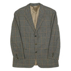 VALENTINO Mens Grey & Brown Checked Wool Button Jacket M Woven Classic Tailored