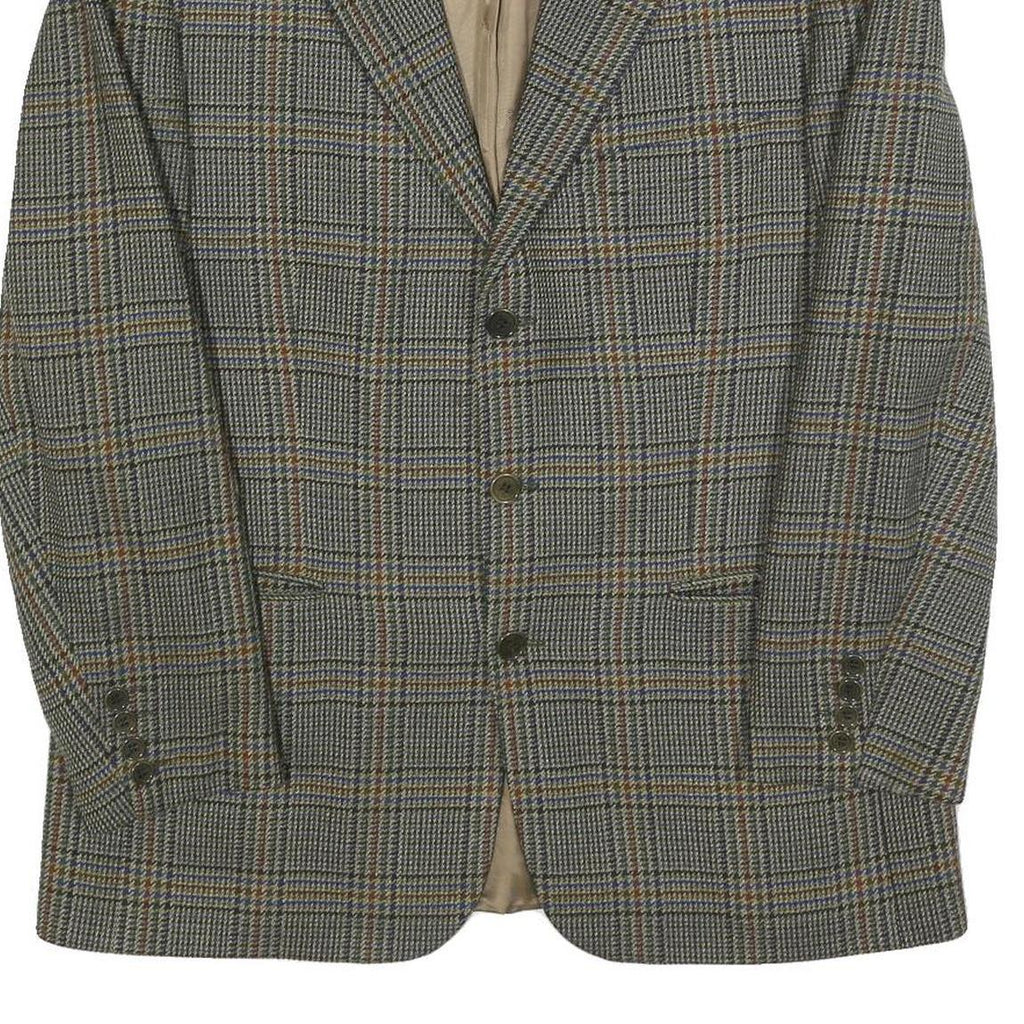 VALENTINO Mens Grey & Brown Checked Wool Button Jacket M Woven Classic Tailored