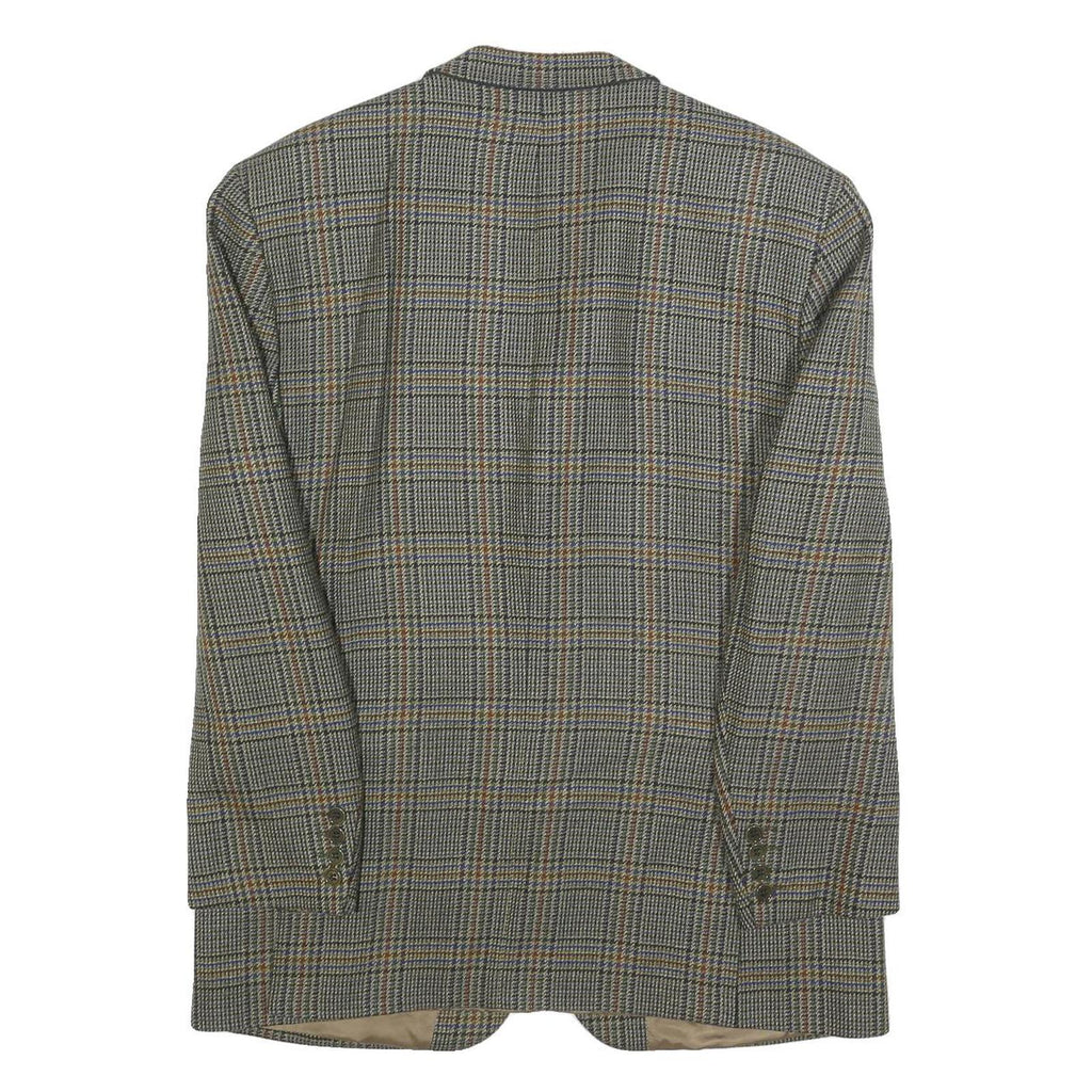 VALENTINO Mens Grey & Brown Checked Wool Button Jacket M Woven Classic Tailored