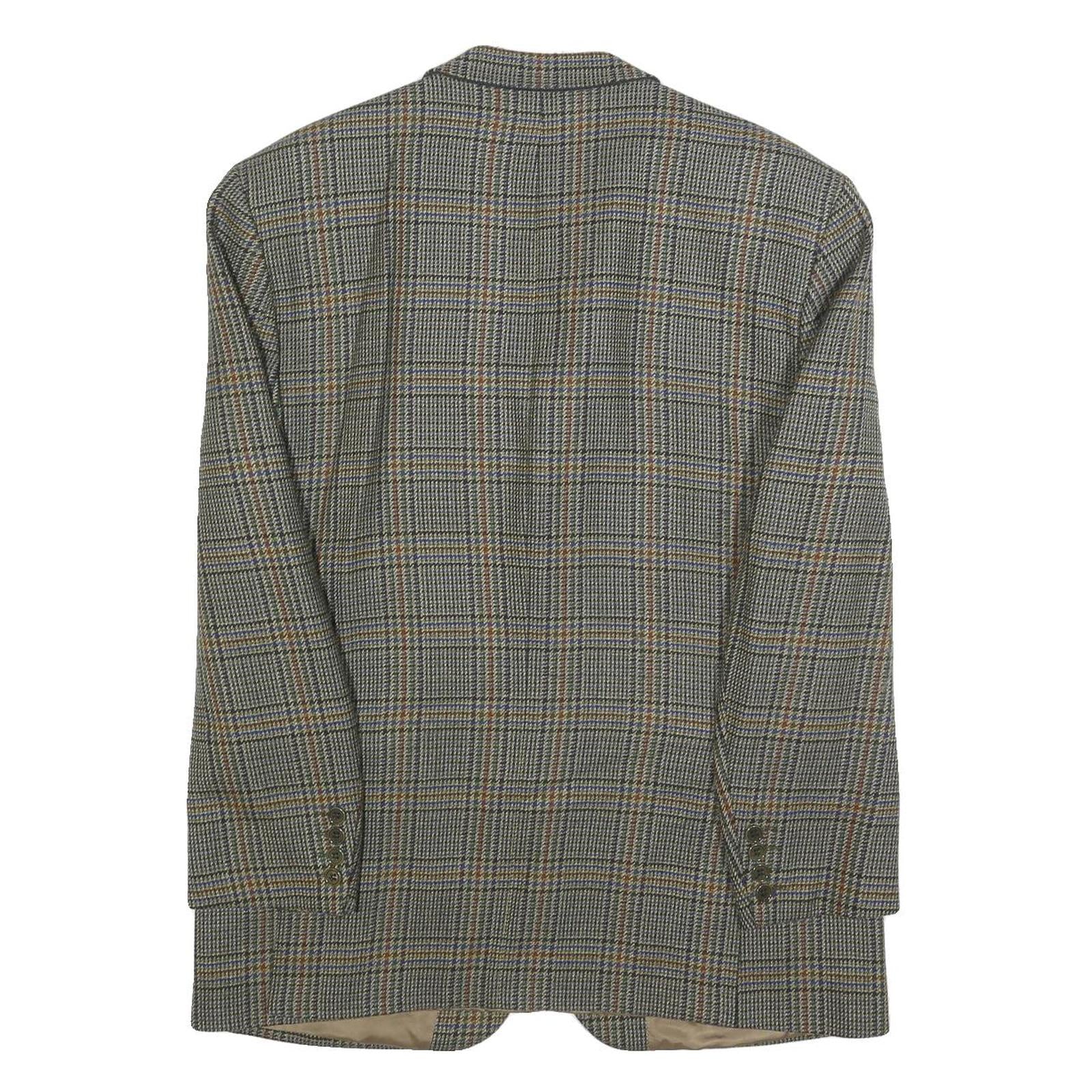 VALENTINO Mens Grey & Brown Checked Wool Button Jacket M Woven Classic Tailored