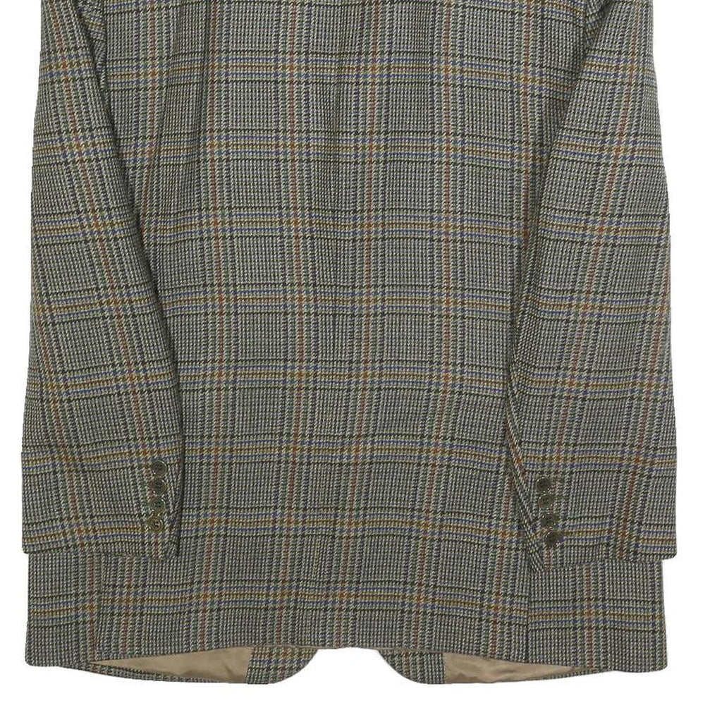 VALENTINO Mens Grey & Brown Checked Wool Button Jacket M Woven Classic Tailored