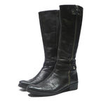 SANMARINA Womens Black Leather Knee High Zip Boots UK 5 Stylish Elegant