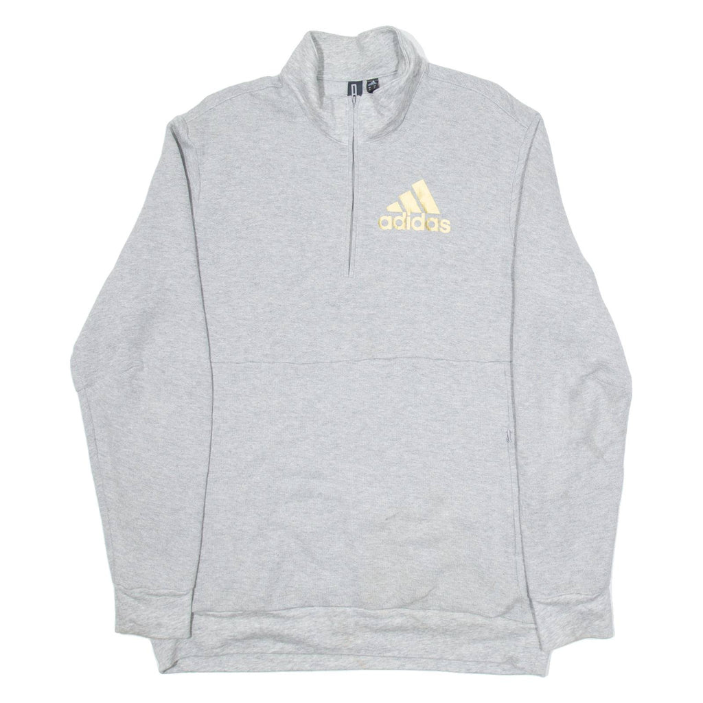 ADIDAS Womens Sweatshirt Grey 1/4 Zip XL