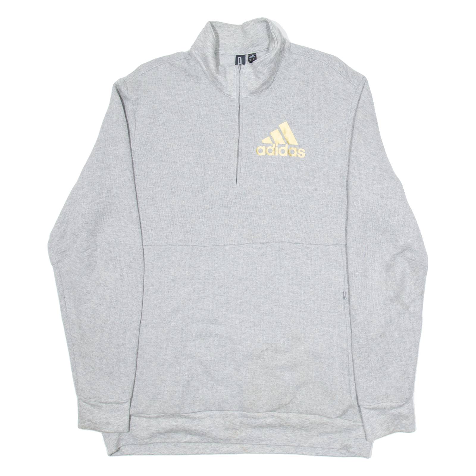 ADIDAS Womens Sweatshirt Grey 1/4 Zip XL